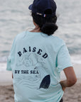 T-Shirt Surfwear Bleu Pastel "Raised By The Sea"